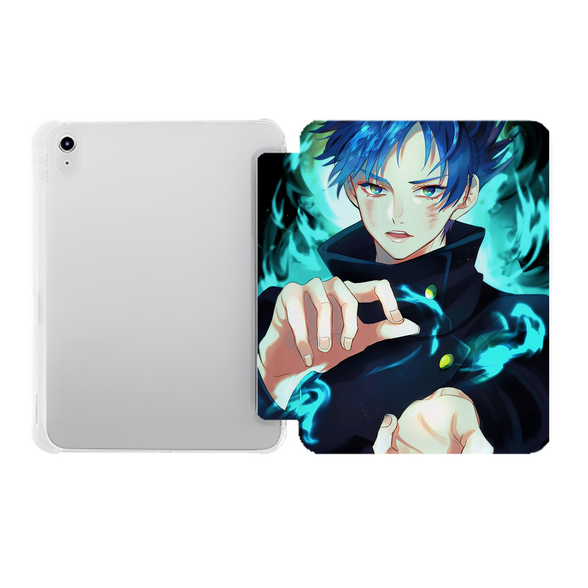 （画像用） 呪術廻戦 Jujutsu Kaisen IPad ケース ペン収納付き 三つ折りスタンド PUレザー×シリコン 対応機種9.5/10.5/10.9インチ